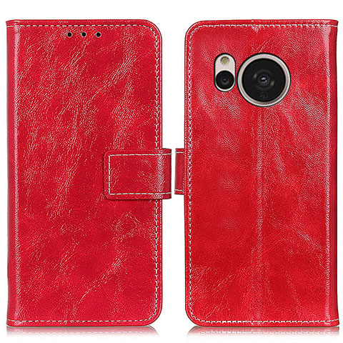 Custodia Portafoglio In Pelle Cover con Supporto K04Z per Sharp Aquos Sense7 Plus Rosso