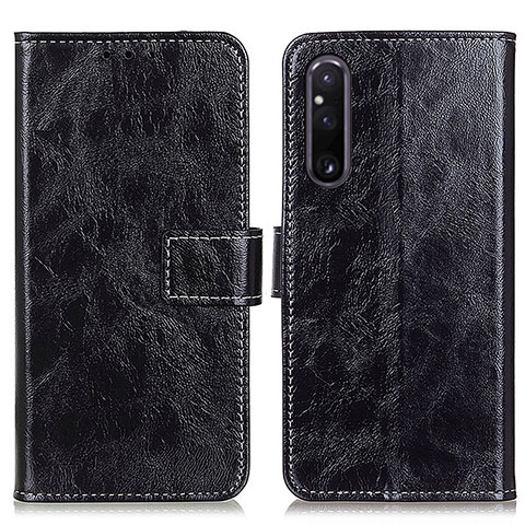 Custodia Portafoglio In Pelle Cover con Supporto K04Z per Sony Xperia 1 V Nero