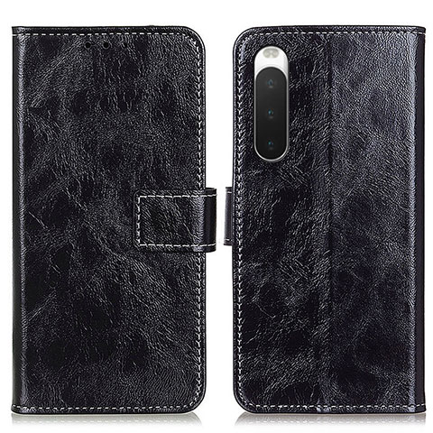 Custodia Portafoglio In Pelle Cover con Supporto K04Z per Sony Xperia 10 V Nero