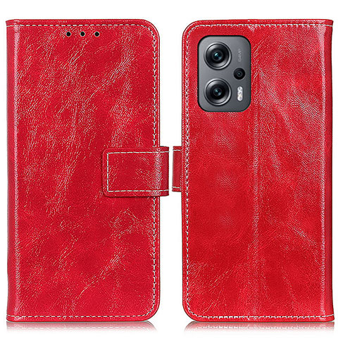 Custodia Portafoglio In Pelle Cover con Supporto K04Z per Xiaomi Poco X4 GT 5G Rosso