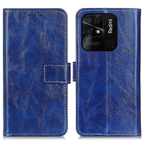 Custodia Portafoglio In Pelle Cover con Supporto K04Z per Xiaomi Redmi 10 Power Blu