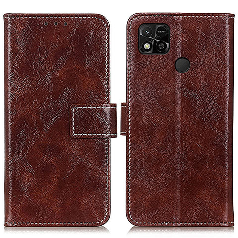 Custodia Portafoglio In Pelle Cover con Supporto K04Z per Xiaomi Redmi 9 India Marrone