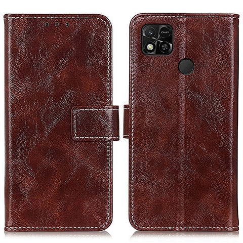 Custodia Portafoglio In Pelle Cover con Supporto K04Z per Xiaomi Redmi 9C Marrone