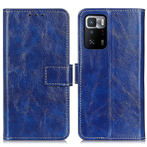 Custodia Portafoglio In Pelle Cover con Supporto K04Z per Xiaomi Redmi Note 10 Pro 5G Blu