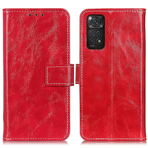 Custodia Portafoglio In Pelle Cover con Supporto K04Z per Xiaomi Redmi Note 11 4G (2022) Rosso