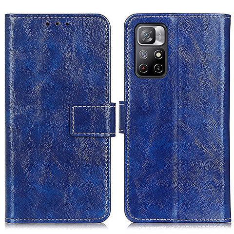 Custodia Portafoglio In Pelle Cover con Supporto K04Z per Xiaomi Redmi Note 11 5G Blu