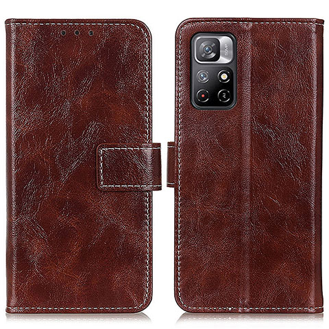 Custodia Portafoglio In Pelle Cover con Supporto K04Z per Xiaomi Redmi Note 11 5G Marrone