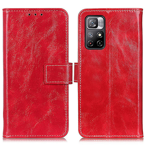 Custodia Portafoglio In Pelle Cover con Supporto K04Z per Xiaomi Redmi Note 11 5G Rosso