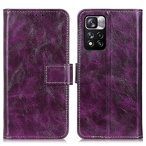 Custodia Portafoglio In Pelle Cover con Supporto K04Z per Xiaomi Redmi Note 11 Pro+ Plus 5G Viola