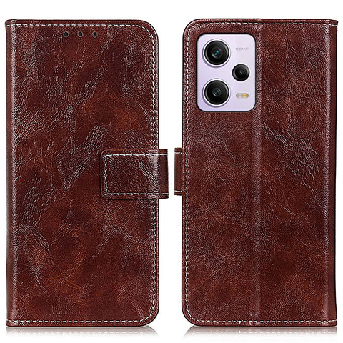 Custodia Portafoglio In Pelle Cover con Supporto K04Z per Xiaomi Redmi Note 12 Explorer Marrone