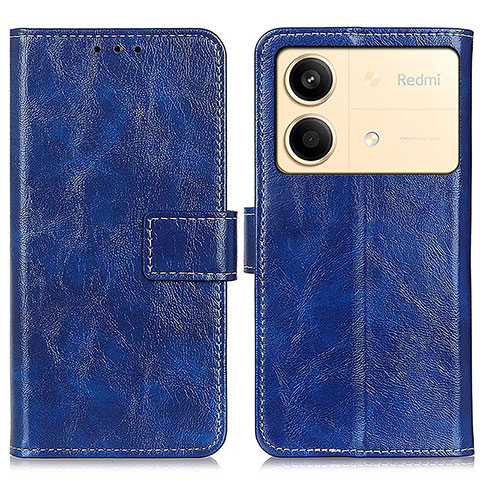 Custodia Portafoglio In Pelle Cover con Supporto K04Z per Xiaomi Redmi Note 13R Pro 5G Blu