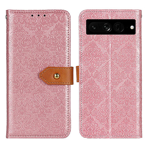 Custodia Portafoglio In Pelle Cover con Supporto K05Z per Google Pixel 7 Pro 5G Rosa