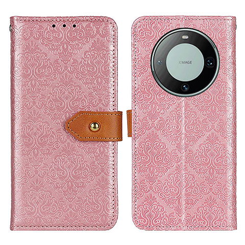 Custodia Portafoglio In Pelle Cover con Supporto K05Z per Huawei Mate 60 Pro Rosa