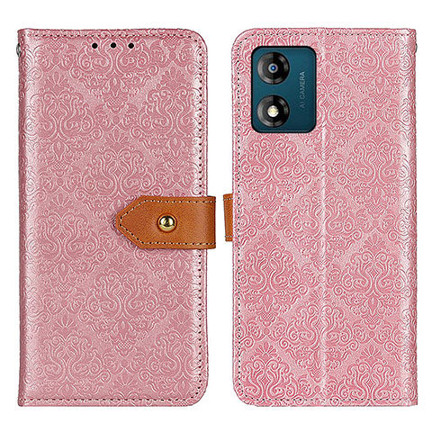 Custodia Portafoglio In Pelle Cover con Supporto K05Z per Motorola Moto E13 Rosa