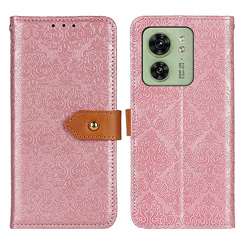 Custodia Portafoglio In Pelle Cover con Supporto K05Z per Motorola Moto Edge 40 5G Rosa