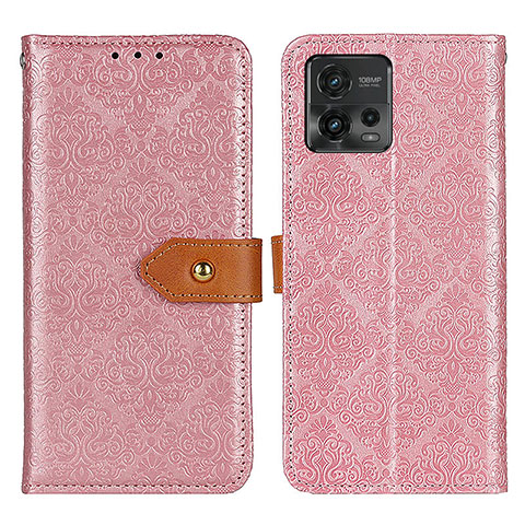 Custodia Portafoglio In Pelle Cover con Supporto K05Z per Motorola Moto G72 Rosa