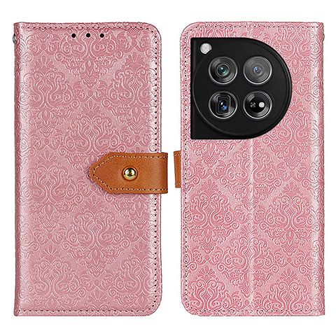 Custodia Portafoglio In Pelle Cover con Supporto K05Z per OnePlus 12 5G Rosa