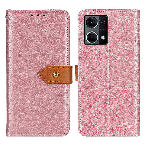 Custodia Portafoglio In Pelle Cover con Supporto K05Z per Oppo F21 Pro 4G Rosa