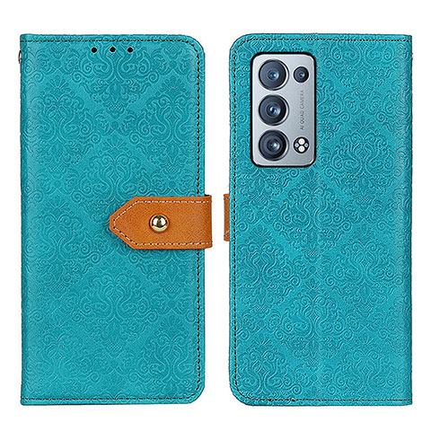 Custodia Portafoglio In Pelle Cover con Supporto K05Z per Oppo Reno6 Pro+ Plus 5G Verde