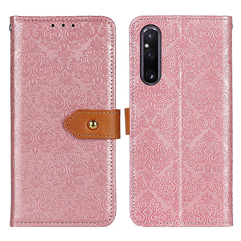 Custodia Portafoglio In Pelle Cover con Supporto K05Z per Sony Xperia 1 V Rosa