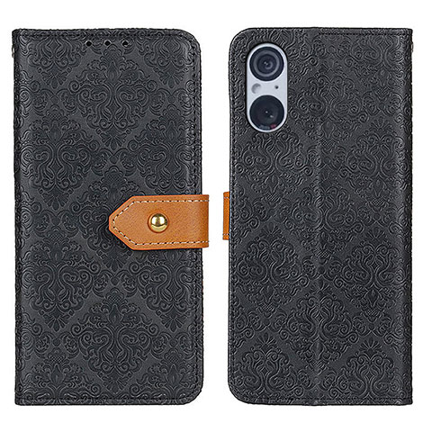 Custodia Portafoglio In Pelle Cover con Supporto K05Z per Sony Xperia 5 V Nero