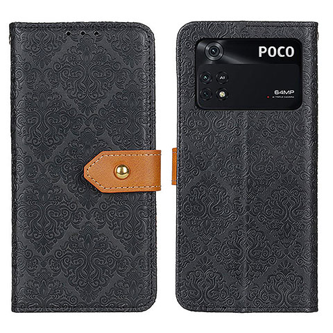 Custodia Portafoglio In Pelle Cover con Supporto K05Z per Xiaomi Poco M4 Pro 4G Nero