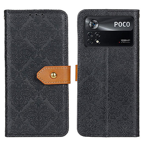 Custodia Portafoglio In Pelle Cover con Supporto K05Z per Xiaomi Poco X4 Pro 5G Nero