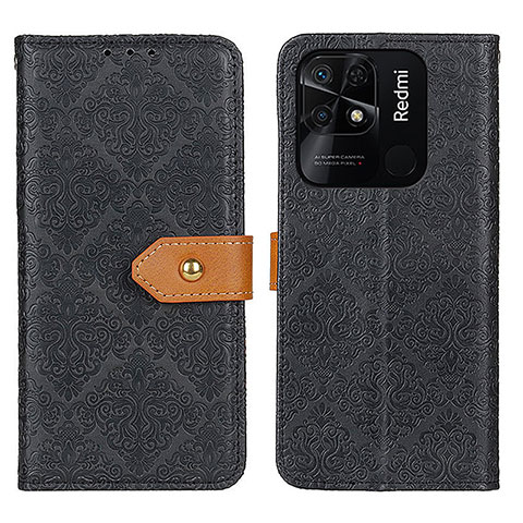 Custodia Portafoglio In Pelle Cover con Supporto K05Z per Xiaomi Redmi 10 India Nero