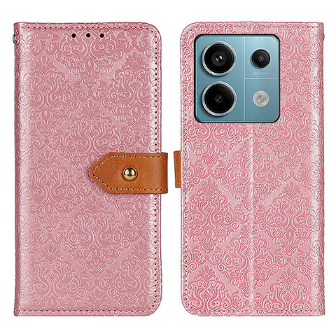 Custodia Portafoglio In Pelle Cover con Supporto K05Z per Xiaomi Redmi Note 13 Pro 5G Rosa