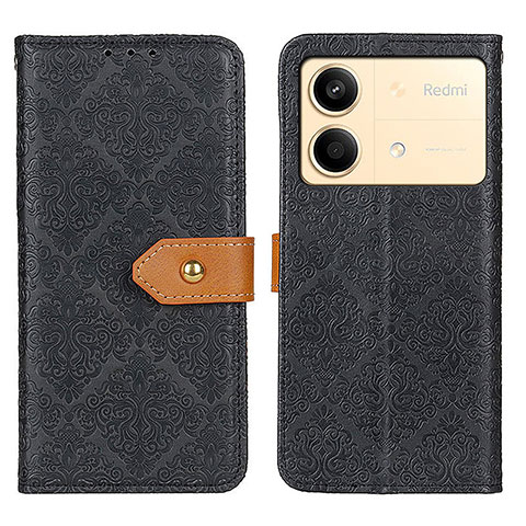 Custodia Portafoglio In Pelle Cover con Supporto K05Z per Xiaomi Redmi Note 13R Pro 5G Nero