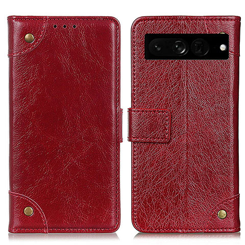 Custodia Portafoglio In Pelle Cover con Supporto K06Z per Google Pixel 7 Pro 5G Rosso