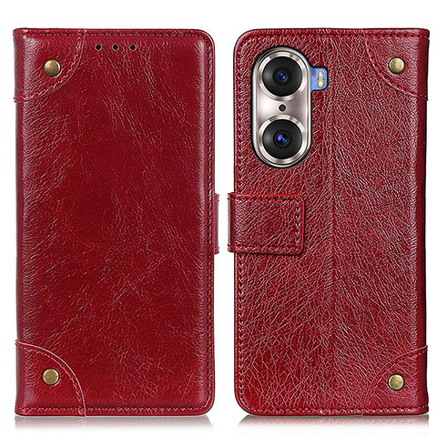 Custodia Portafoglio In Pelle Cover con Supporto K06Z per Huawei Honor 60 Pro 5G Rosso