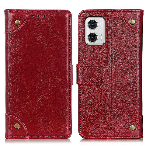 Custodia Portafoglio In Pelle Cover con Supporto K06Z per Motorola Moto G73 5G Rosso