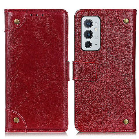 Custodia Portafoglio In Pelle Cover con Supporto K06Z per OnePlus 9RT 5G Rosso