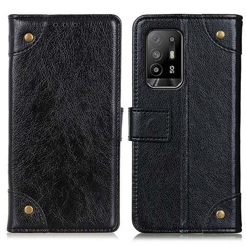 Custodia Portafoglio In Pelle Cover con Supporto K06Z per Oppo F19 Pro+ Plus 5G Nero