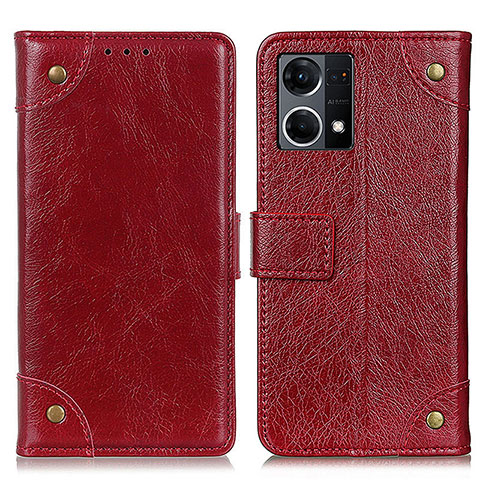 Custodia Portafoglio In Pelle Cover con Supporto K06Z per Oppo F21 Pro 4G Rosso