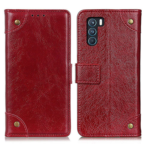 Custodia Portafoglio In Pelle Cover con Supporto K06Z per Oppo K9 Pro 5G Rosso