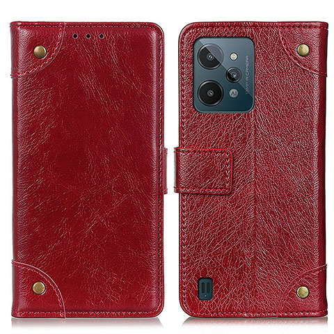 Custodia Portafoglio In Pelle Cover con Supporto K06Z per Realme C31 Rosso