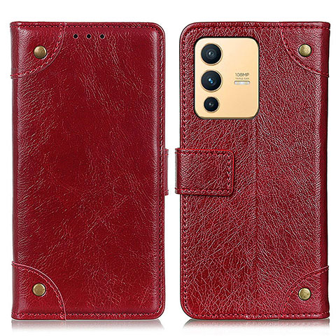 Custodia Portafoglio In Pelle Cover con Supporto K06Z per Vivo V23 5G Rosso