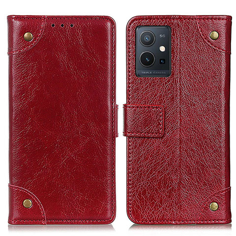 Custodia Portafoglio In Pelle Cover con Supporto K06Z per Vivo Y52t 5G Rosso