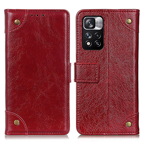 Custodia Portafoglio In Pelle Cover con Supporto K06Z per Xiaomi Mi 11i 5G (2022) Rosso
