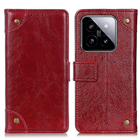 Custodia Portafoglio In Pelle Cover con Supporto K06Z per Xiaomi Mi 14 5G Rosso