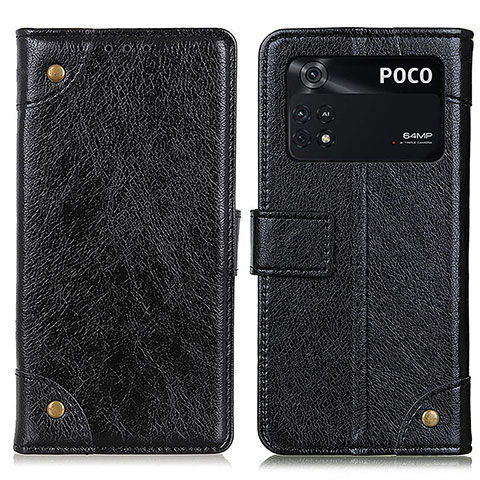 Custodia Portafoglio In Pelle Cover con Supporto K06Z per Xiaomi Poco M4 Pro 4G Nero