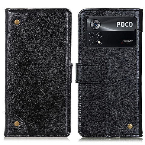 Custodia Portafoglio In Pelle Cover con Supporto K06Z per Xiaomi Poco X4 Pro 5G Nero