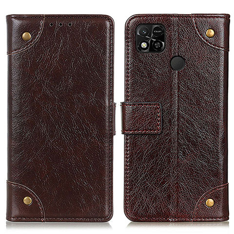 Custodia Portafoglio In Pelle Cover con Supporto K06Z per Xiaomi Redmi 9 India Marrone Chiaro