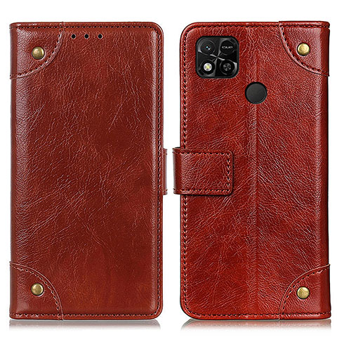 Custodia Portafoglio In Pelle Cover con Supporto K06Z per Xiaomi Redmi 9C Marrone