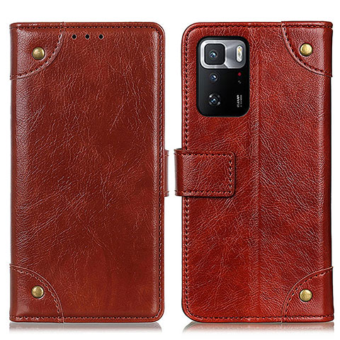 Custodia Portafoglio In Pelle Cover con Supporto K06Z per Xiaomi Redmi Note 10 Pro 5G Marrone Chiaro