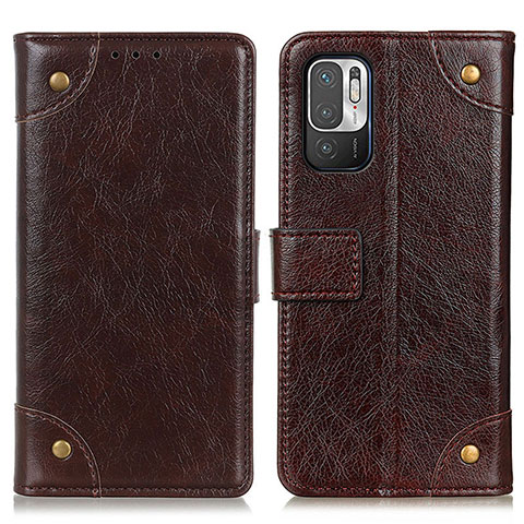 Custodia Portafoglio In Pelle Cover con Supporto K06Z per Xiaomi Redmi Note 10T 5G Marrone