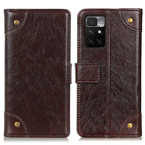 Custodia Portafoglio In Pelle Cover con Supporto K06Z per Xiaomi Redmi Note 11 4G (2021) Marrone