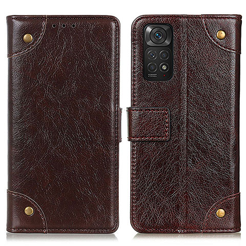 Custodia Portafoglio In Pelle Cover con Supporto K06Z per Xiaomi Redmi Note 11 4G (2022) Marrone